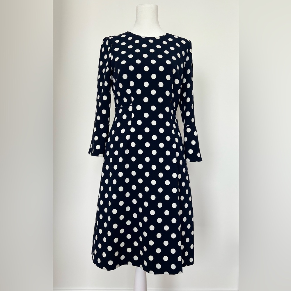 HOBBS London Navy Blue & White Polka Dot dress US Size 4